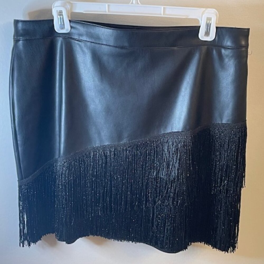 DKNY Faux Leather Mini Skirt